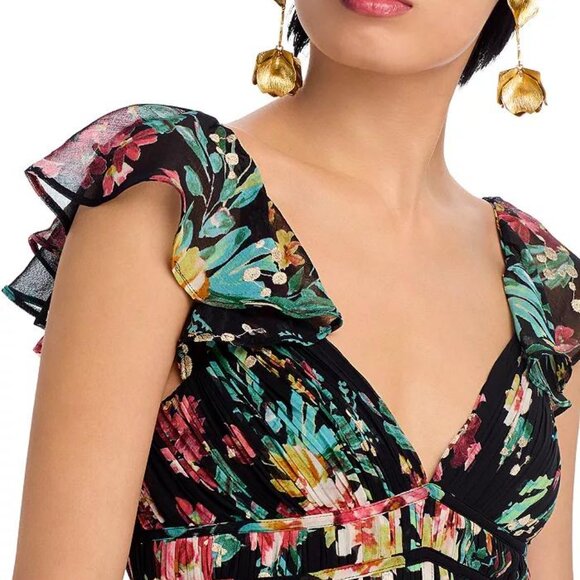 Aqua Black Ruffled Maxi Dress - Size Large - NWT - Picture 2 of 4